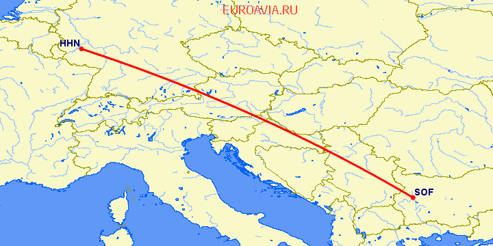 перелет Hahn — София на карте