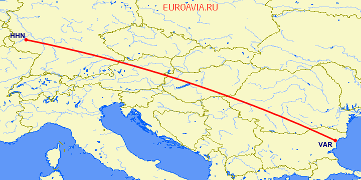 перелет Hahn — Варна на карте