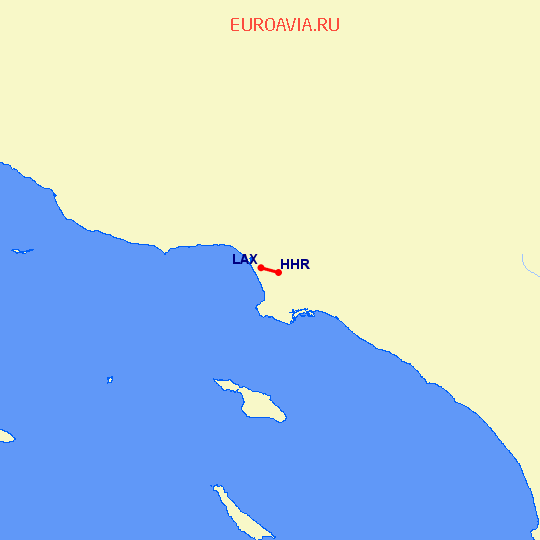 перелет Hawthorne — Лос Анджелес на карте
