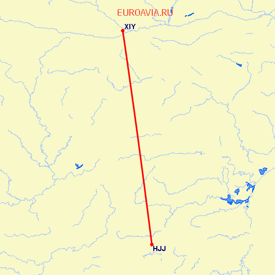 перелет Zhi Jiang — Синьян на карте