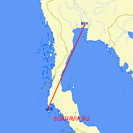 перелет Пхукет — Бангкок на карте