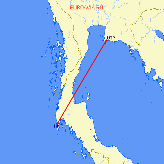 перелет Пхукет — Utapao на карте