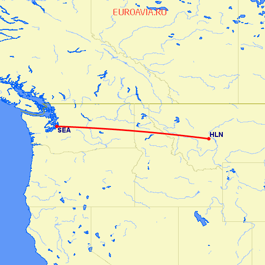 перелет Хелена — Сиэтл на карте