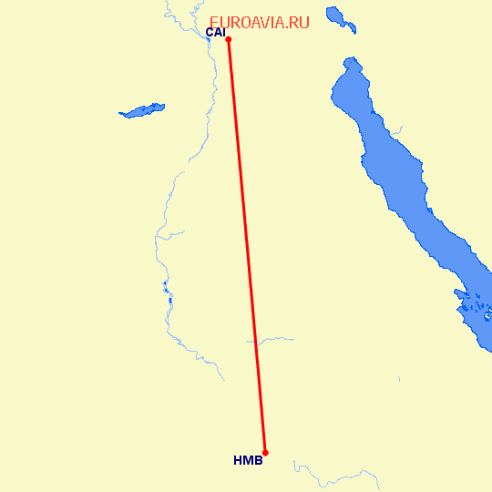 перелет Сохаг — Каир на карте