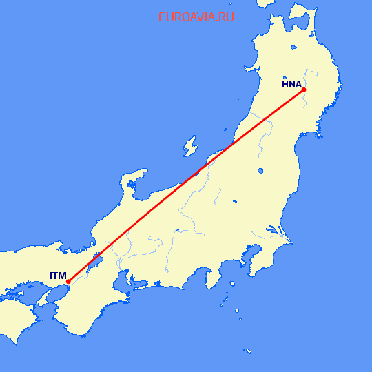 перелет Hanamaki — Осака на карте