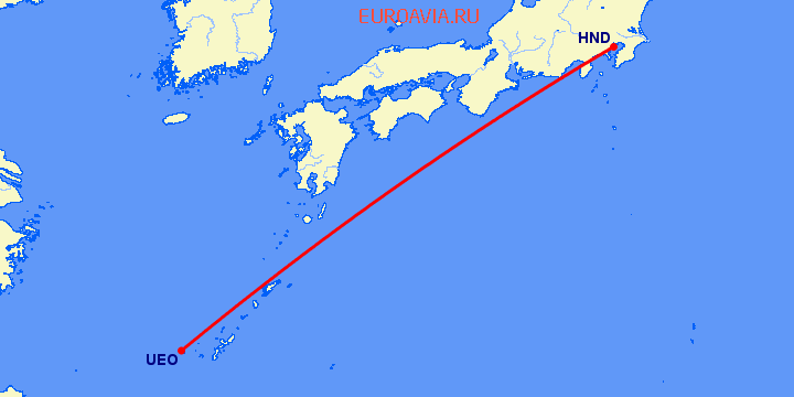 перелет Токио — Kumejima на карте