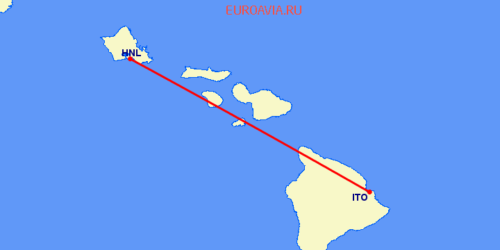 перелет Гонолулу — Хило на карте