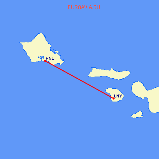 перелет Гонолулу — Lanai City на карте