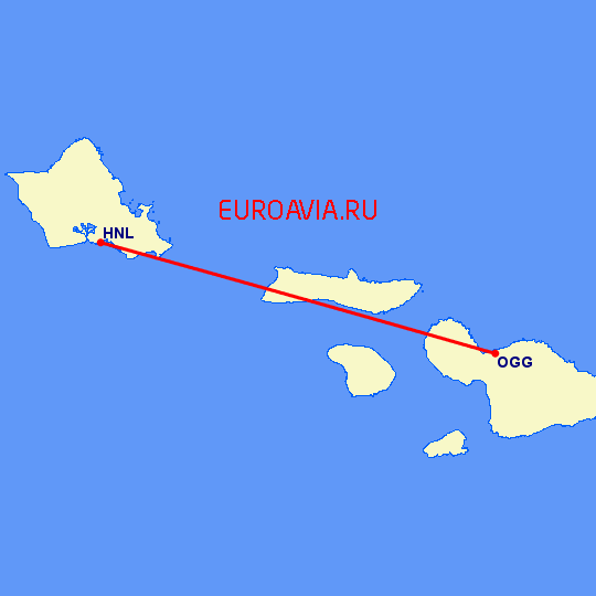 перелет Гонолулу — Мауи на карте