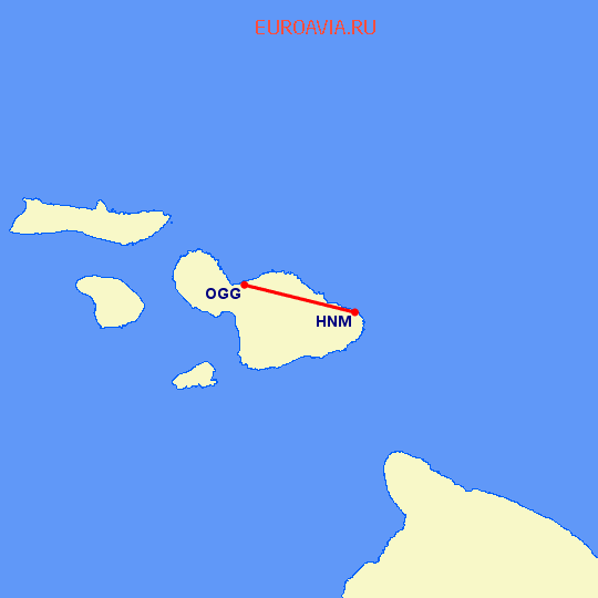 перелет Hana — Мауи на карте