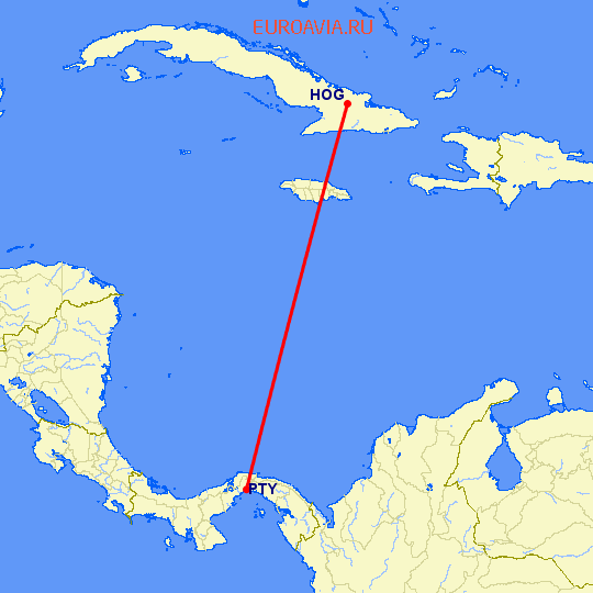 перелет Голгуин — Панама Сити на карте