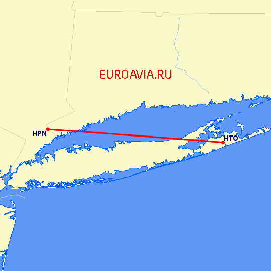 перелет White Plains — East Hampton на карте