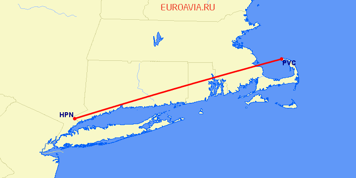 перелет White Plains — Provincetown на карте