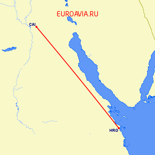 перелет Хургада — Каир на карте