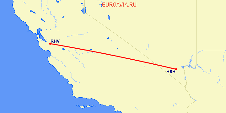 перелет Лас Вегас — Сан-Хосе на карте