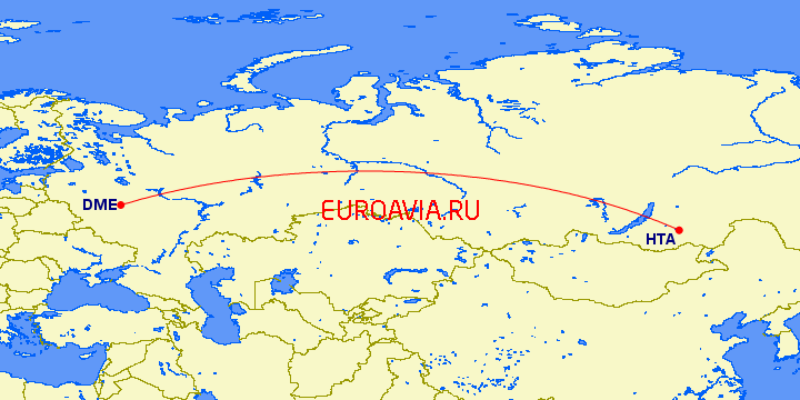 перелет Чита — Москва на карте
