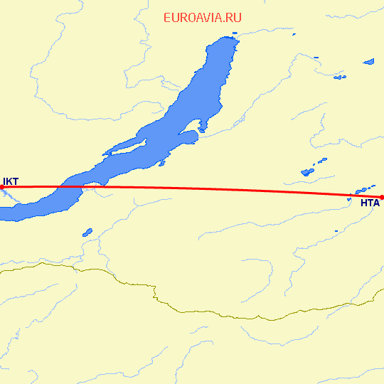перелет Чита — Иркутск на карте