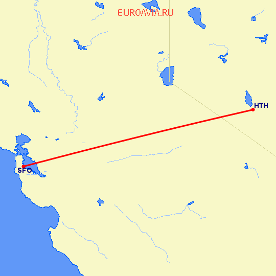 перелет Hawthorne — Сан Франциско на карте