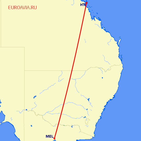 перелет Хамилтон Айленд — Мельбурн на карте