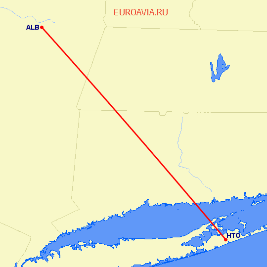 перелет East Hampton — Олбани на карте