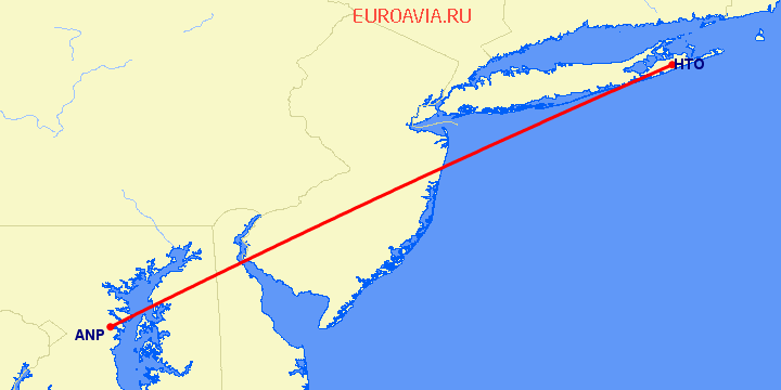 перелет East Hampton — Аннаполис на карте