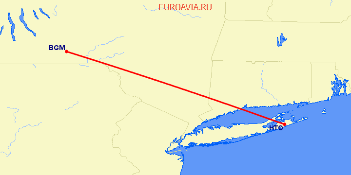перелет East Hampton — Binghamton на карте