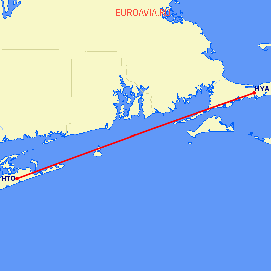 перелет East Hampton — Хианнис на карте