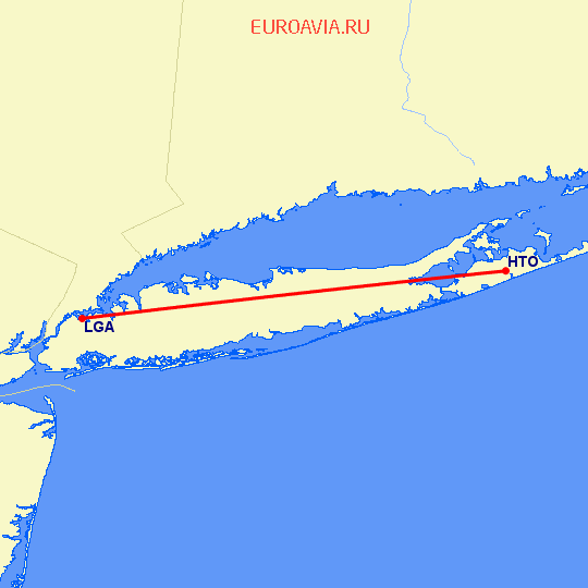 перелет East Hampton — Нью Йорк на карте