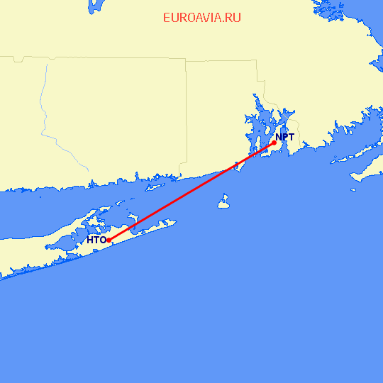 перелет East Hampton — Newport на карте