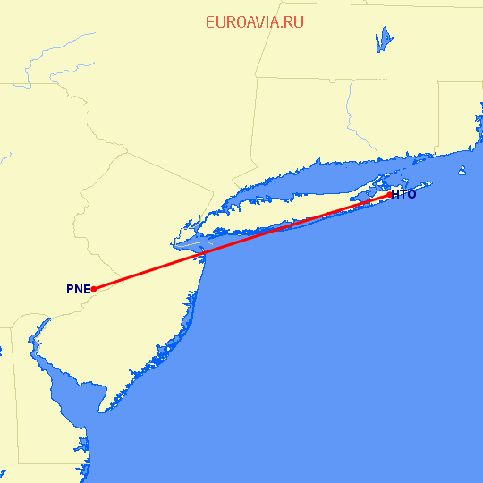 перелет East Hampton — Филадельфия на карте