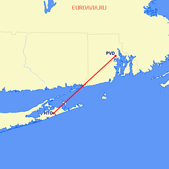 перелет East Hampton — Провиденс на карте