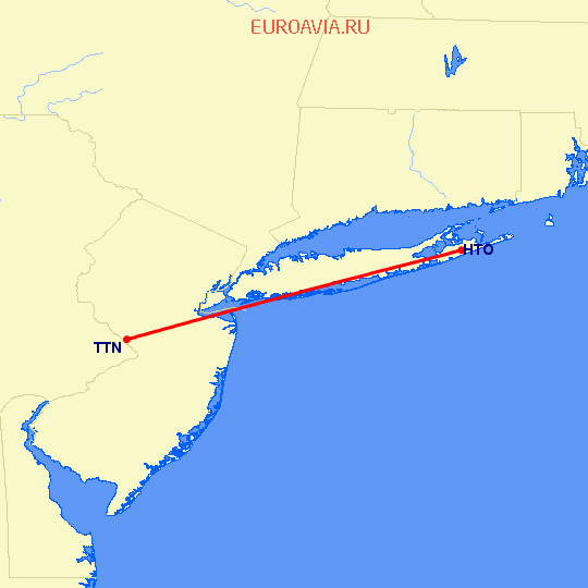 перелет East Hampton — Trenton на карте