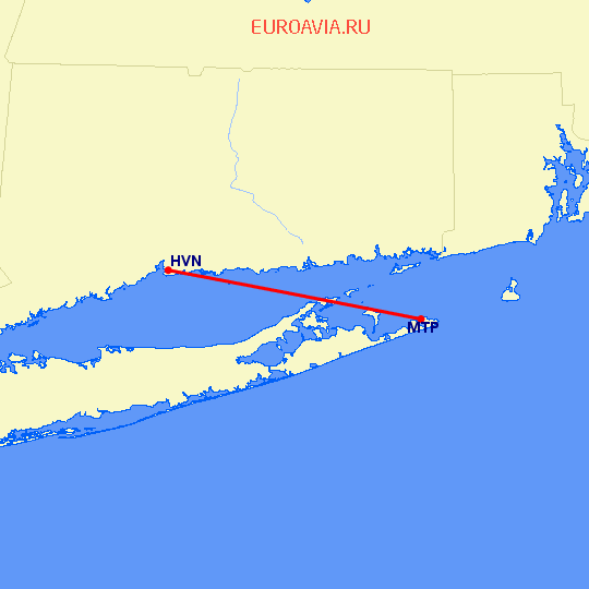 перелет New Haven — Montauk на карте