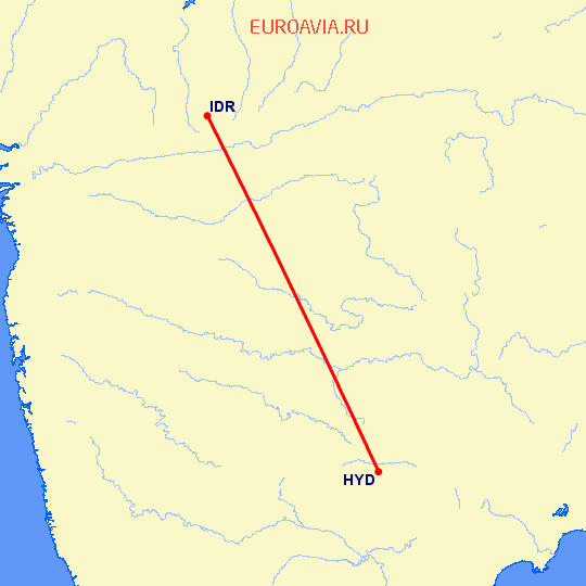 перелет Хидерабад — Индор на карте