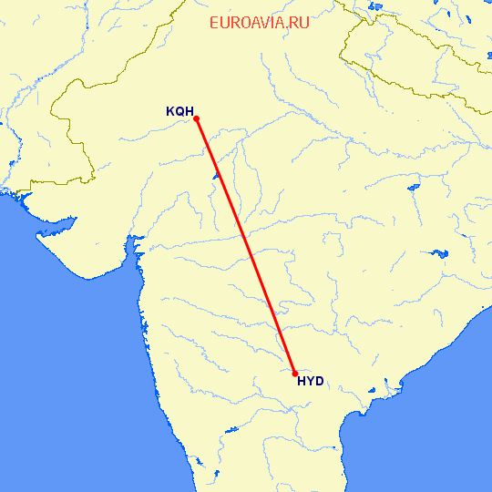 перелет Хидерабад — Аджмер на карте