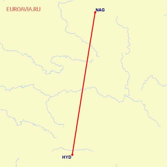 перелет Хидерабад — Нагпур на карте