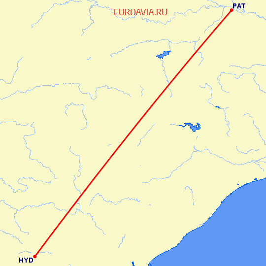 перелет Хидерабад — Патна на карте