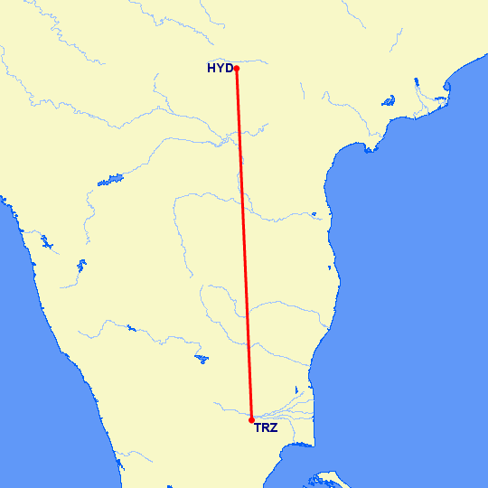 перелет Хидерабад — Тиручирапалли на карте