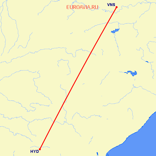 перелет Хидерабад — Варанаси на карте
