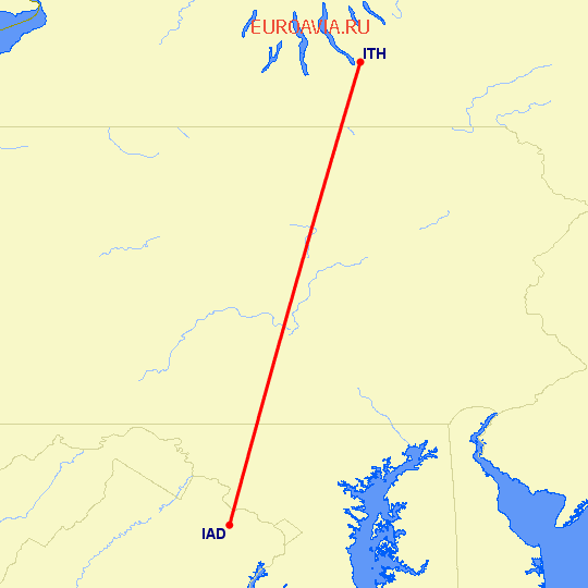 перелет Вашингтон — Ithaca на карте