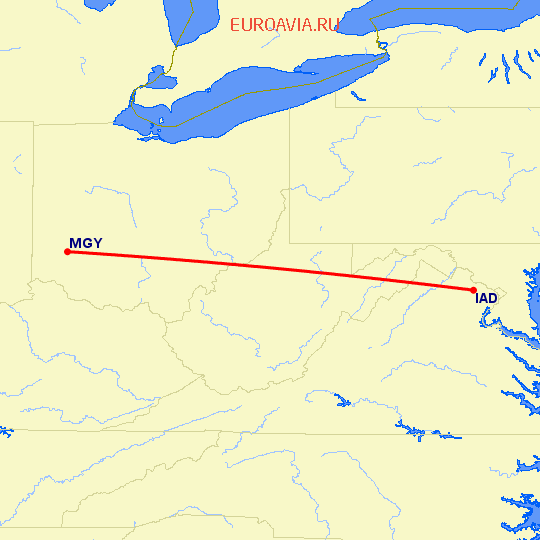 перелет Вашингтон — Dayton на карте
