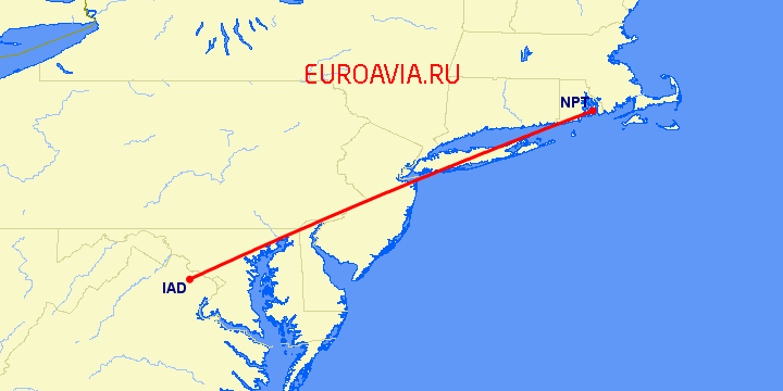 перелет Вашингтон — Newport на карте