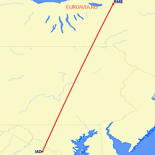 перелет Вашингтон — Rome, NY на карте