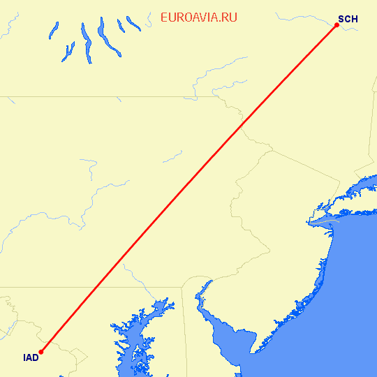 перелет Вашингтон — Schenectady, NY на карте