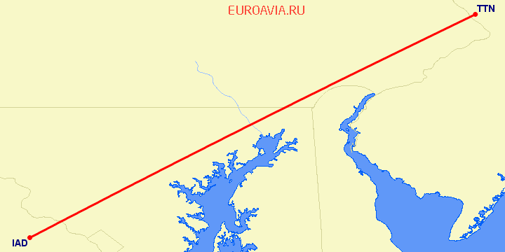 перелет Вашингтон — Trenton на карте