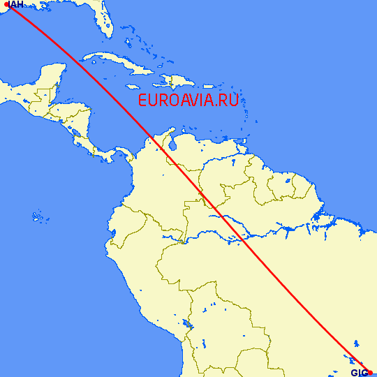 перелет Хьюстон — Рио-де-Жанейро на карте