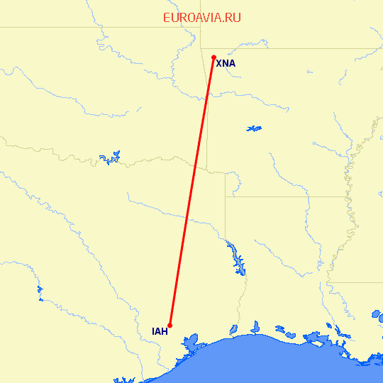 перелет Хьюстон — Fayetteville на карте