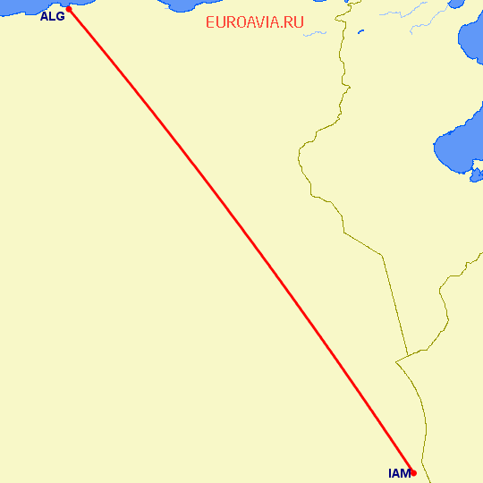 перелет In Amenas — Алжир на карте