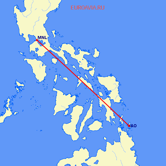 перелет Дель Кармен — Манила на карте