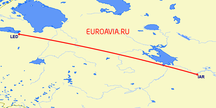 перелет Ярославль — Санкт Петербург на карте
